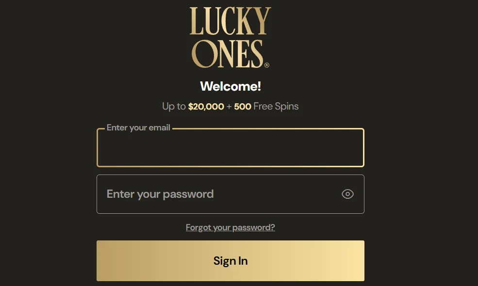 Luckyone Casino login in